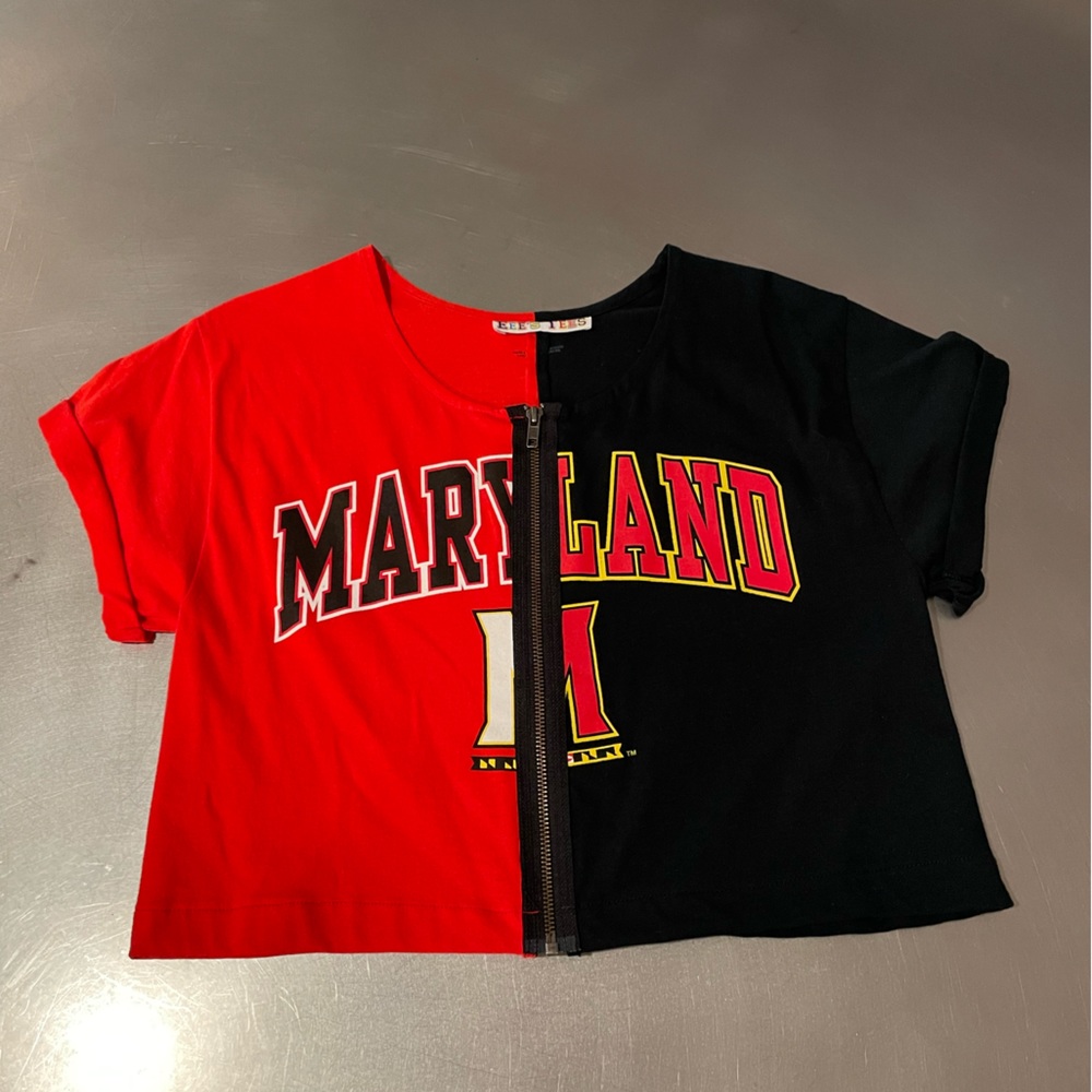 University of Maryland short sleeve split zip front T-shirt